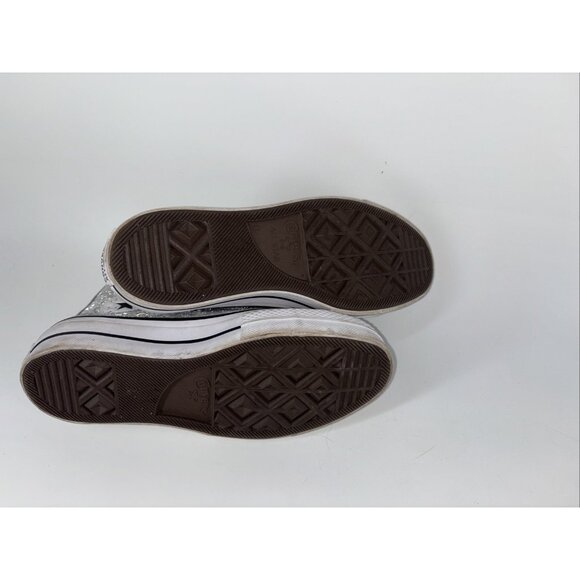 Converse CTAS Lift HI Silver/Black/White 572043C -SZ 8 EU39 Glitter Leopard - Picture 8 of 8